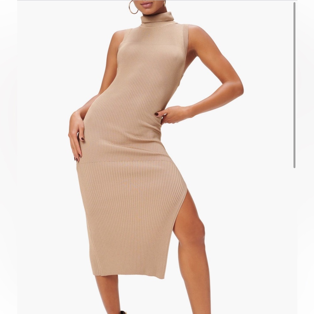 Good American Plaited Sleeveless Rib Midi Dress